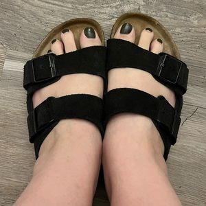 Black Suede Birkenstock Arizona EUC